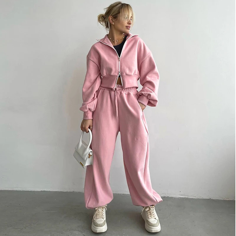 zippered top jacket set European and American style Instagram same style spicy drawstring guard pants JY23528PF 250102