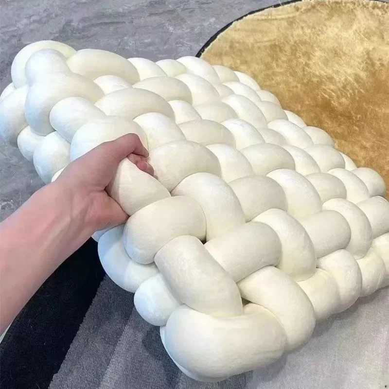 Square Knot Stuffed Cushion Nordic Aesthetic Pillow Decorative Plush Pillow Office Sleeping Floor Windowsill Back Cushion DecorXJ250102