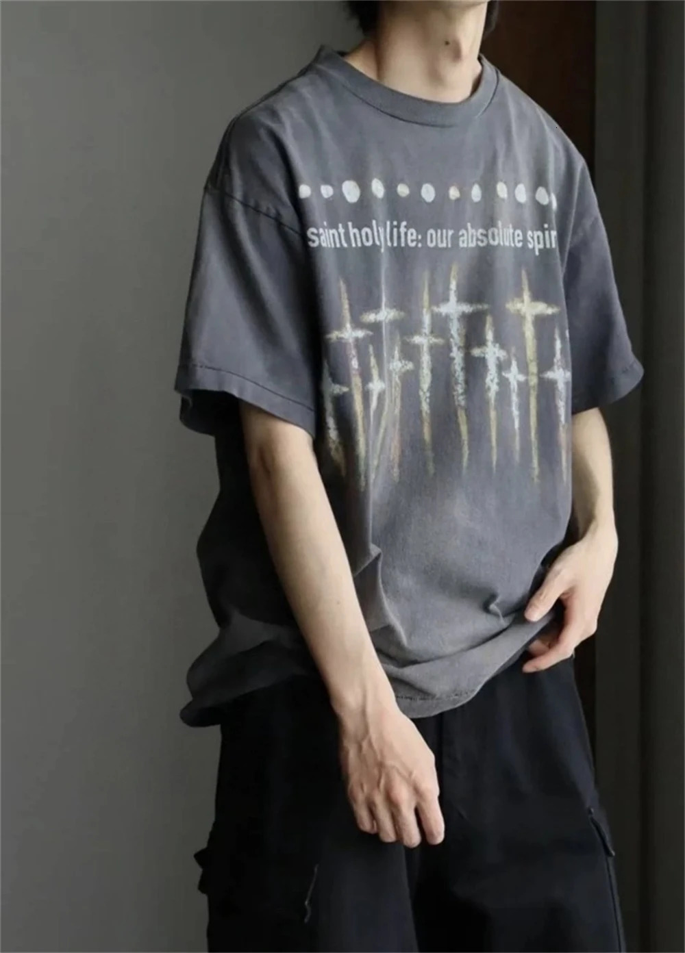 High Quality Vintage NIN Double sided Printed American High Street Retro Round Neck Short Sleeve Rock Street Oversize T-shirt 241230