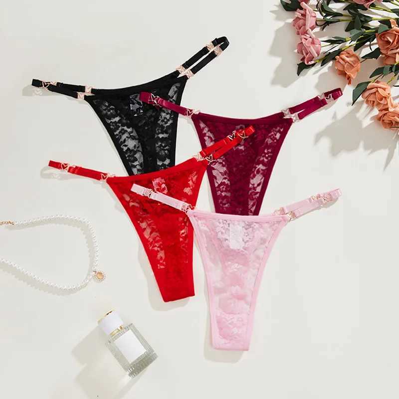 4pcs Floral Lace Panties Low Waist Solid Sexy Women Briefs Comfortable Breathable Intimate Lingerie T-back Female UnderwearXJ250103