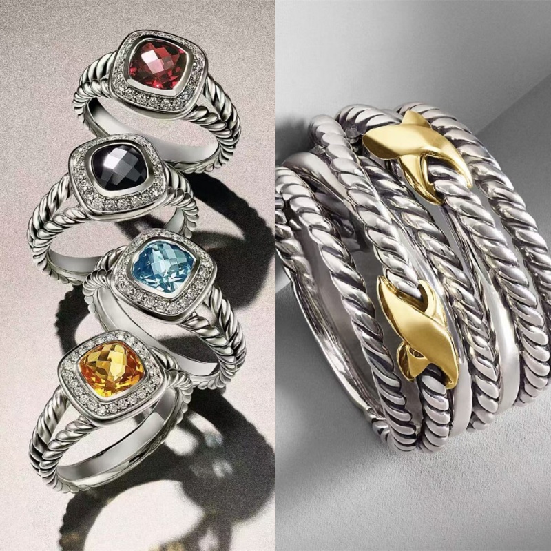 Designer Rings for Men Twisted Women Braided Fashion Jewelry Cross Classic Copper Ring Wire Vintage X Engagement Anniversary Gift with box