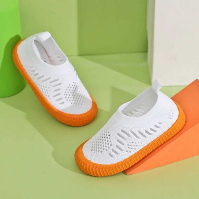 Childrens sports shoes knitted breathable mesh childrens shoes suitable for girls and boys white bottom childrens sports shoes CSH1142 M250103