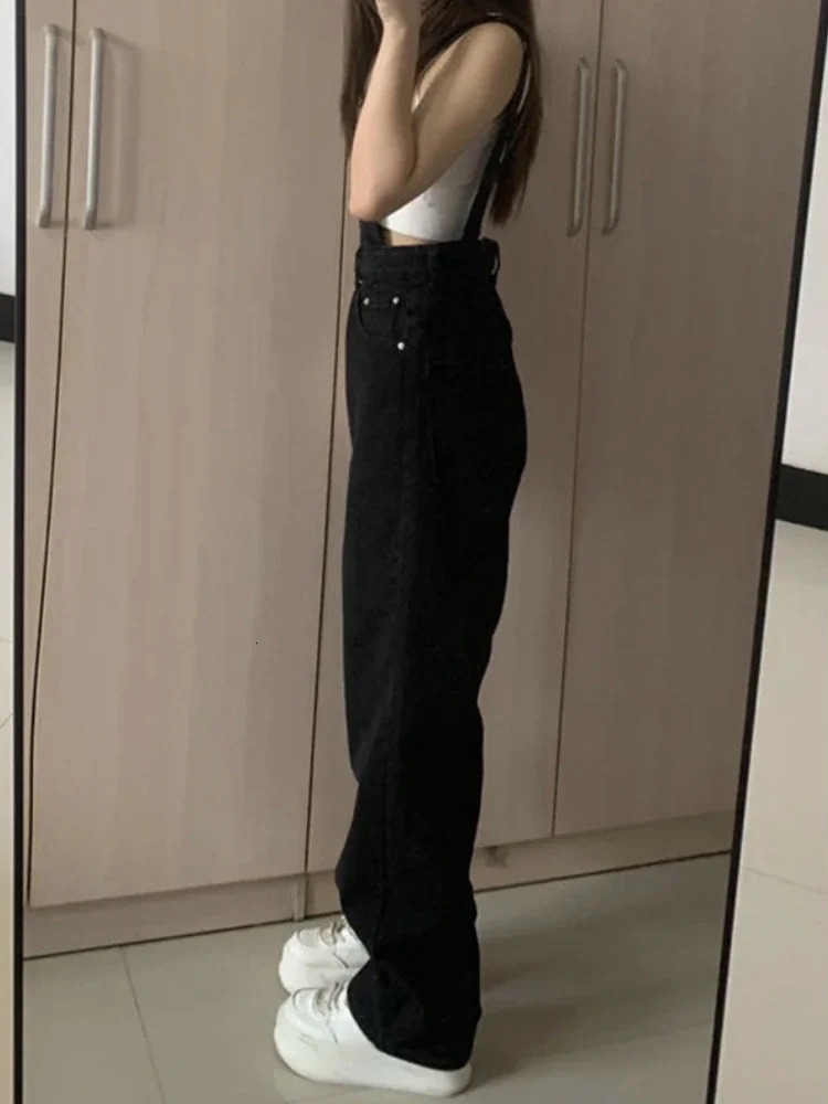 Denim Jumpsuits Women Preppy Style Spring Strap Ulzzang High Street Ins Letter Loose Retro Overalls Chic Harajuku 250103