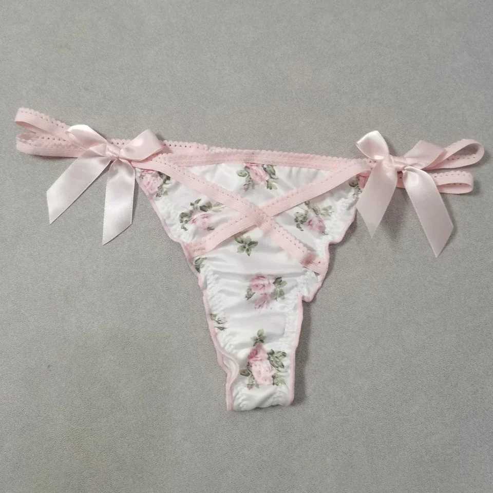 Frizzled cute girl satin G-strings thong sexy low waisted womens underwear knitted W250103