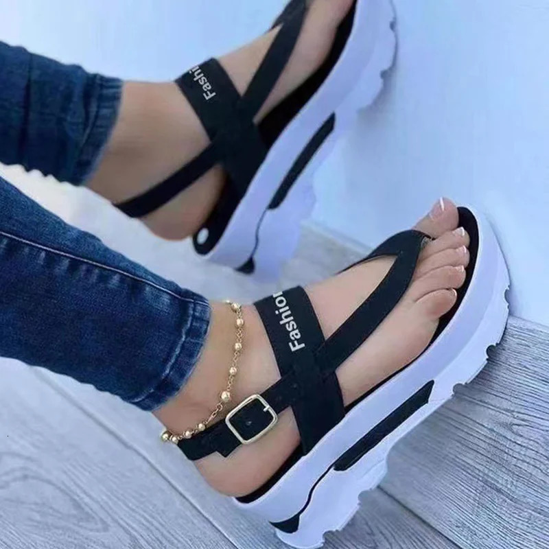 Women Sandals Summer With Platform Heels Chaussure Femme Buckle Wedges Shoes For Flip Flops 250102