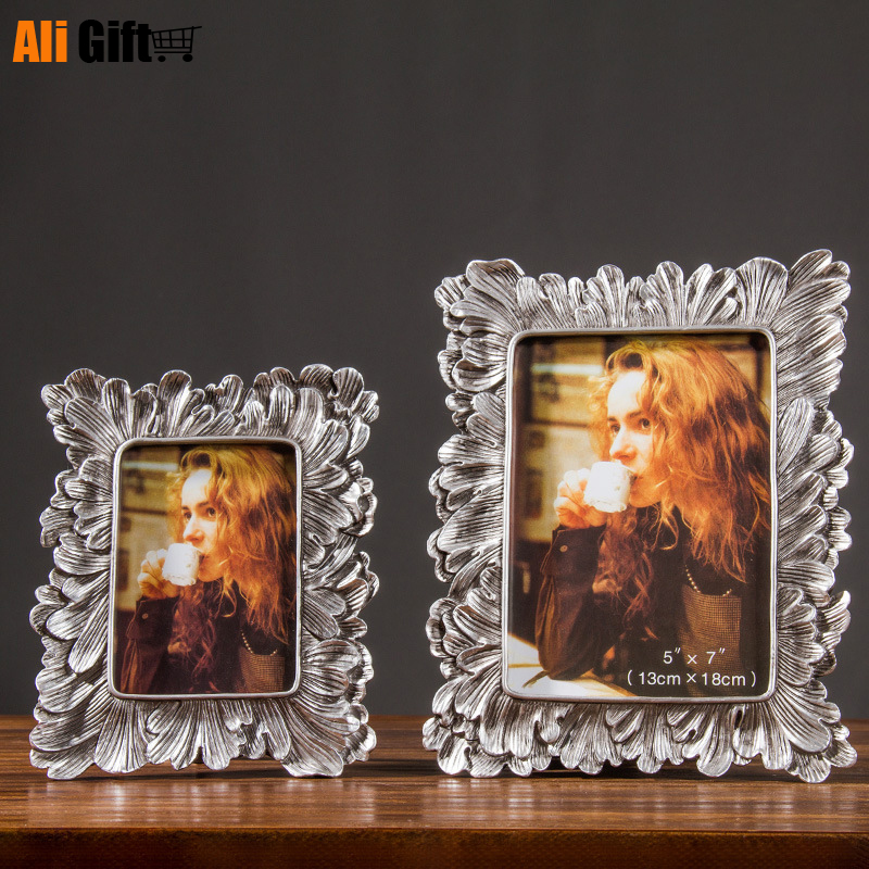 5/7/8/10/12 Inch Photo Frame European Vintage Golden Sliver Flower 8 X 10 Picture Frames Shadow Box Poto Display Wedding Gift H260306