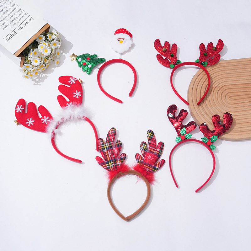 New European and American Christmas Hair Clip Butterfly Tie Hair Band Cat's ears Steamed cat-ear shaped bread Headwear Cartoon Children's Cu