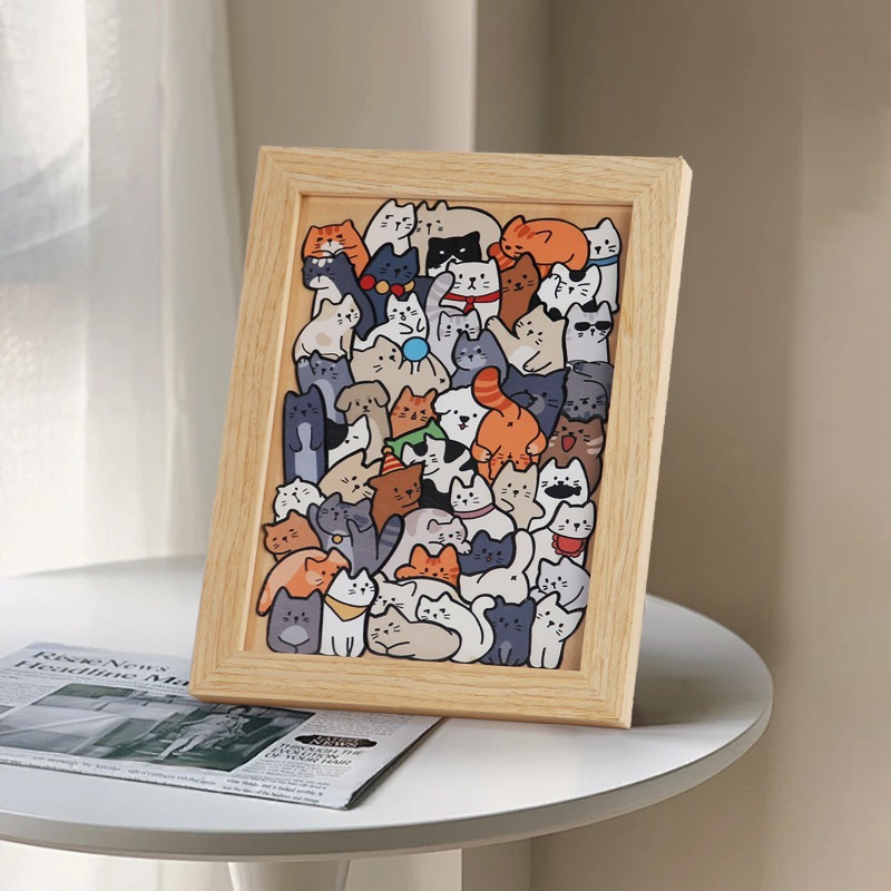 Puzzle de puzzle en forme de bois pour adultes pour enfants jouets éducatifs dessins animés Jouets de puzzle de chiot mignon