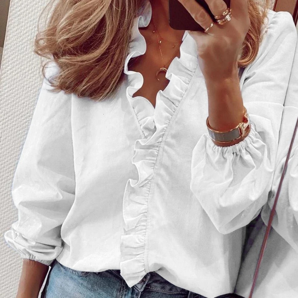 Solid color casual loose womens fashionable top autumn retro womens oversized shirt and elegant womens top 250102
