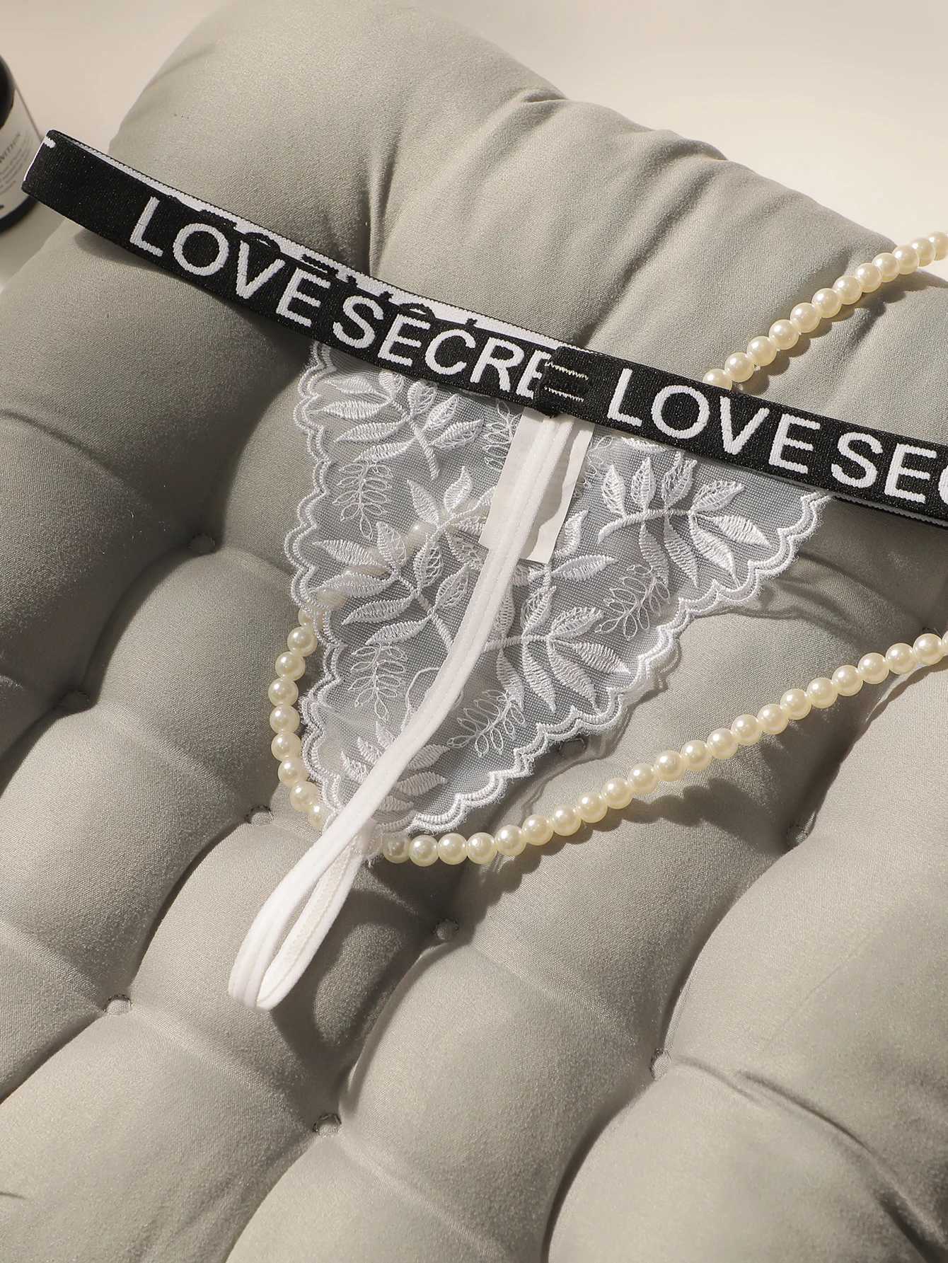 2-piece Womens Sexy Underwear Embroidered Lace Underwear Womens Low Waist Transparent Thin Fun T-shaped Underwear C955 W250103