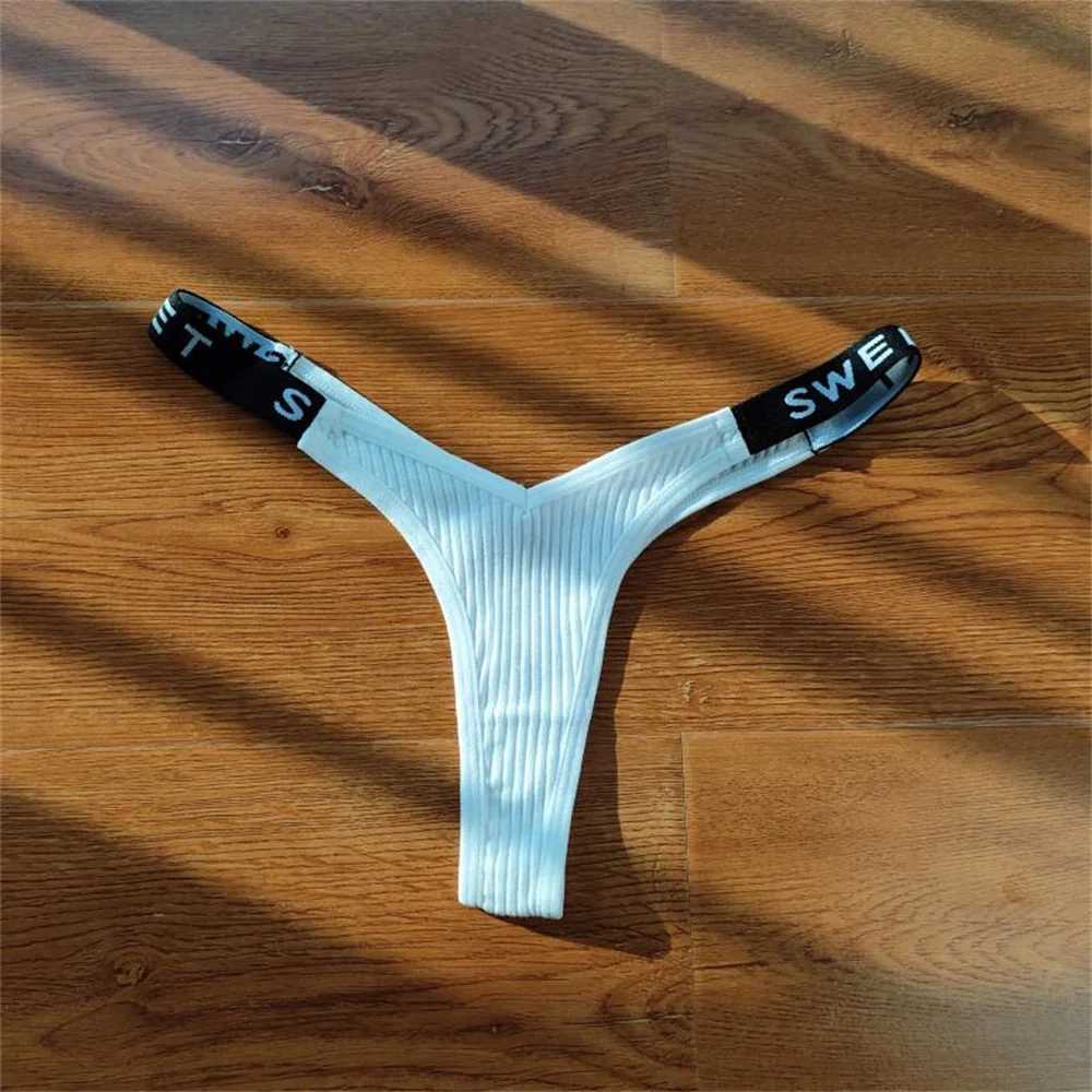 2PCS/Set Sexy Womens Ribbon Cotton Underwear Letter Printed V-Strings Womens Intimate Underwear Size Up W250103