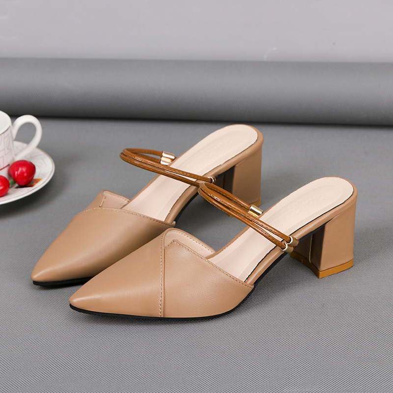 Ddmywed Spring/Summer New Baotou Pointed Toe And Two Wears, Straight Line With Cool Half Tuo Thick Heel Sandals For Women Chinese Brand Shoes F0103-23