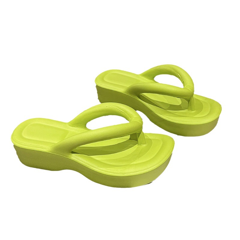 Platform flip-flops women summer wear fashion wedge heels increase network red beach step on the shit-feeling pinched sandals ladies