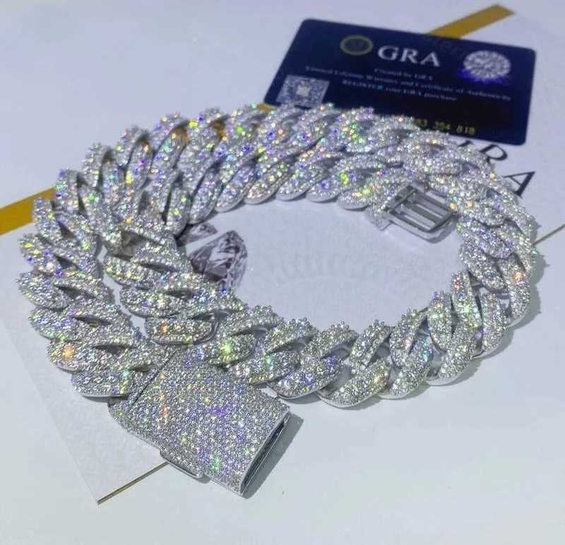 Custom 16mm Cuban Link Chain Iced Out Chain 925 Silver Hiphop VVS Miami Moissanite Cuban Chain