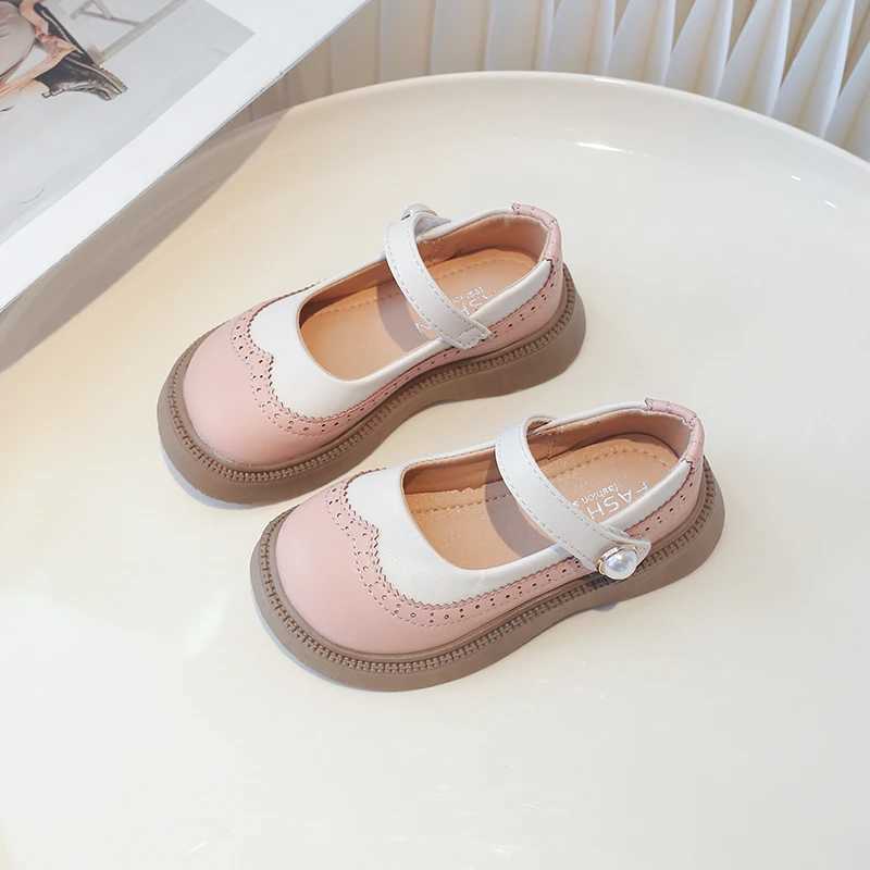 Girls Mary Janes Pink Black Matte Retro Elegant Short and Fat Childrens Leather Shoes Hook Loop Round Toe Spring Daily Childrens Shoes 26-36 M250103