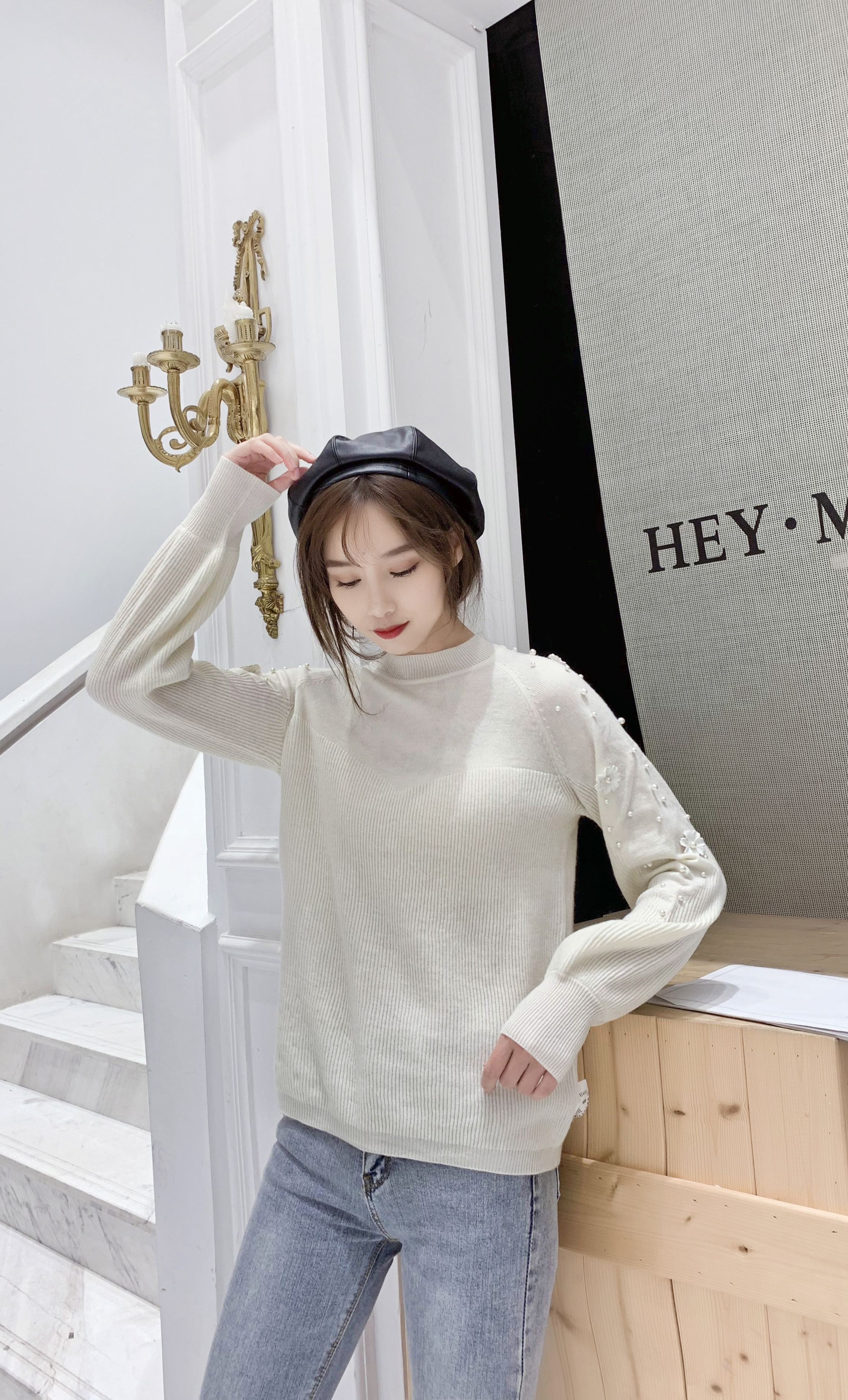 Women's Knitted Sweater - Soft Cotton Blend for Comfortable Wear