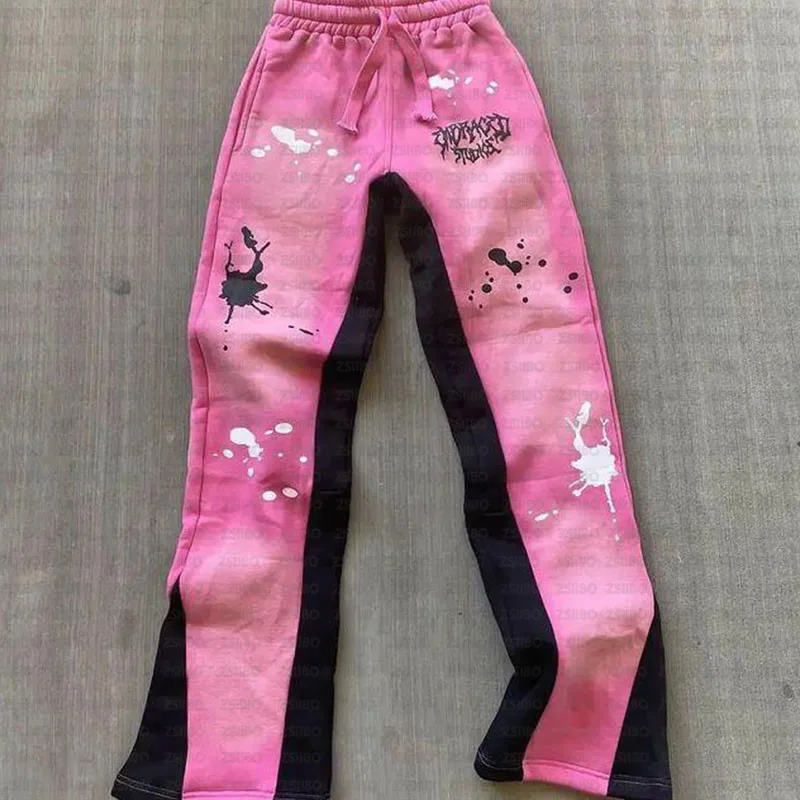 Vintage sports pants Y2K Patchwork color contrast straight leg pants mens fashion sports pants street casual Trousers 250102