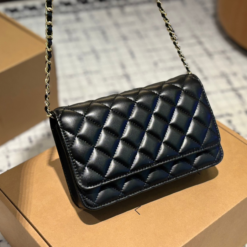 Top Quality Fashion Bag Women Designer Bag CLASSIC Wallet On Chain Caviar Woc Bags Grained Shiny Calfskin Crossbody Bags Shoulder Purse Handbags 19X12cm