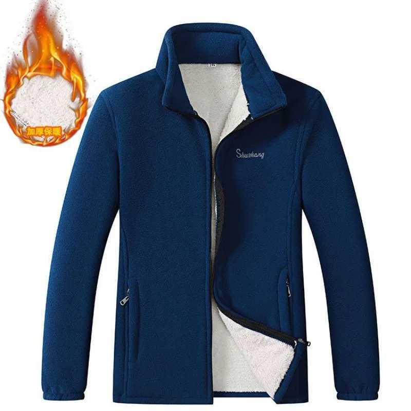 Winter mens wool jacket outdoor windproof thick climbing camping jacket Sherpa with pockets embroidered cardigan wool sports jacket W250103