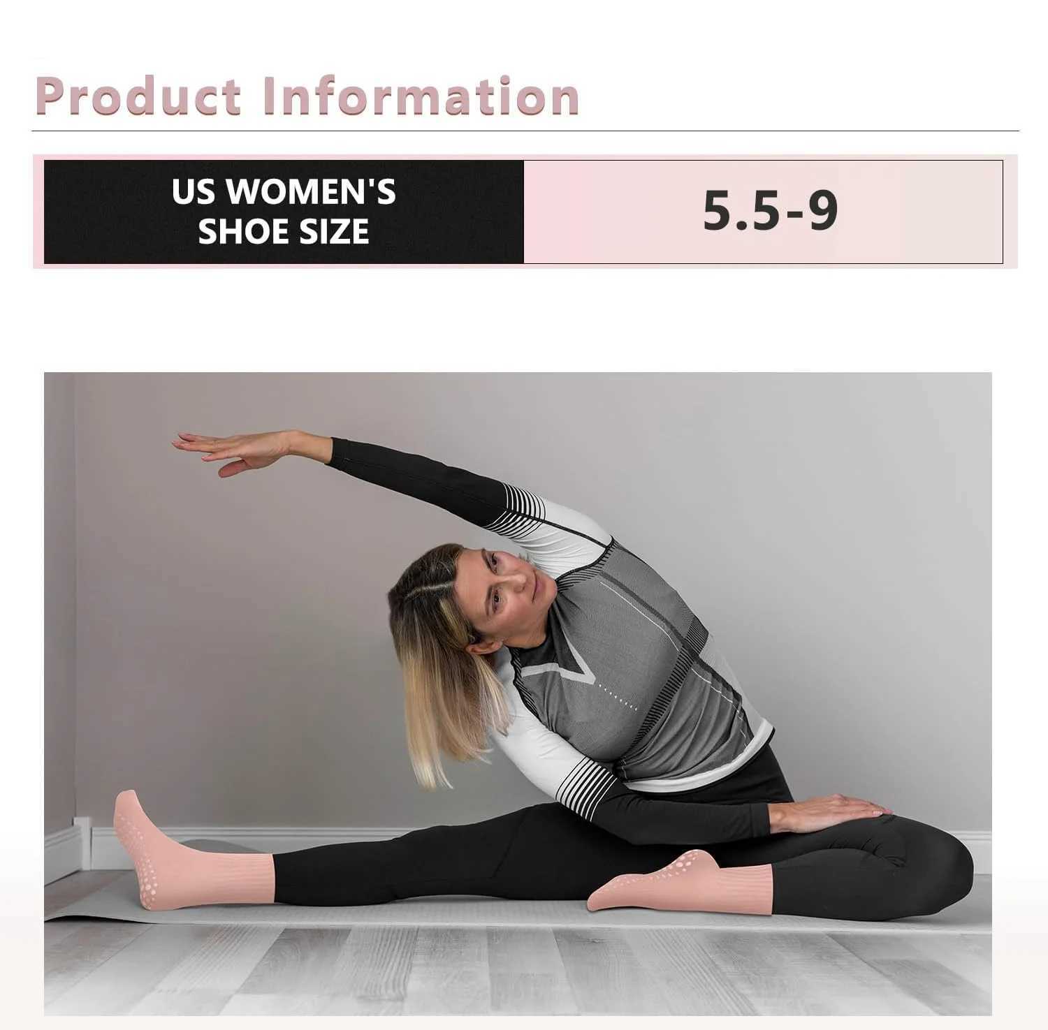 Sports Socks 1 pair Womens yoga socks solid color midsole anti slip grip yoga Pilates ballet socks S25131