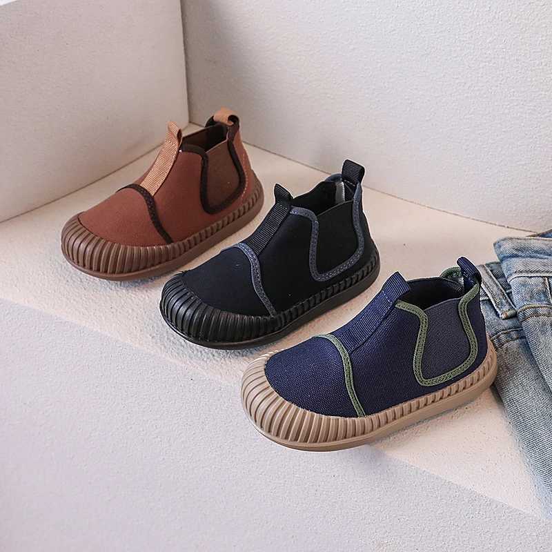 Childrens high top canvas shoes baby soft soled cute biscuit shoes spring and autumn boys and girls school canvas M250103