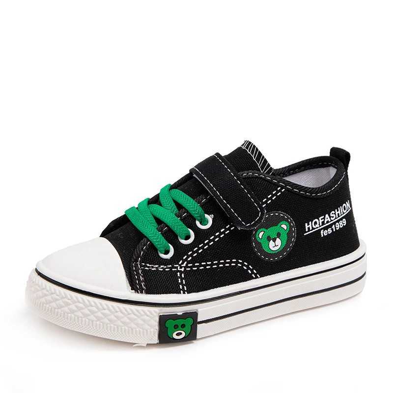 Childrens canvas shoes boys sports shoes bear print casual school shoes 4-8 year lightweight flat boys tennis shoes M250103