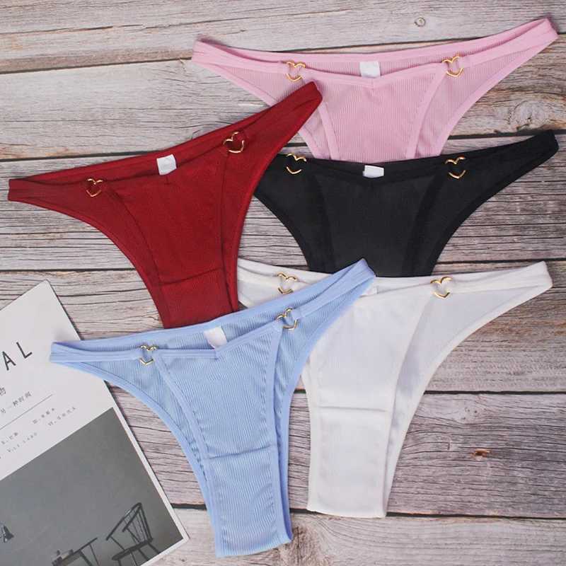 Womens sexy underwear thong G-string underwear womens low waist heart-shaped metal buckle womens underwear W250103