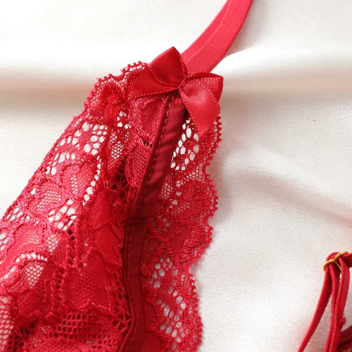 New Erotic Pajama Set Lace Womens Pajamas Exotic Cotumes Babydoll Transparent Dress Sexy Underwear Hot Evening Dress Open Bra W250103