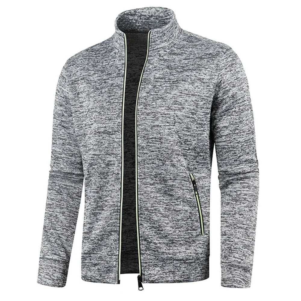 Autumn mens zipper jacket streetwear stand up wool sweater ultra-thin fit casual long sleeved sportswear mens solid color cardigan W250103