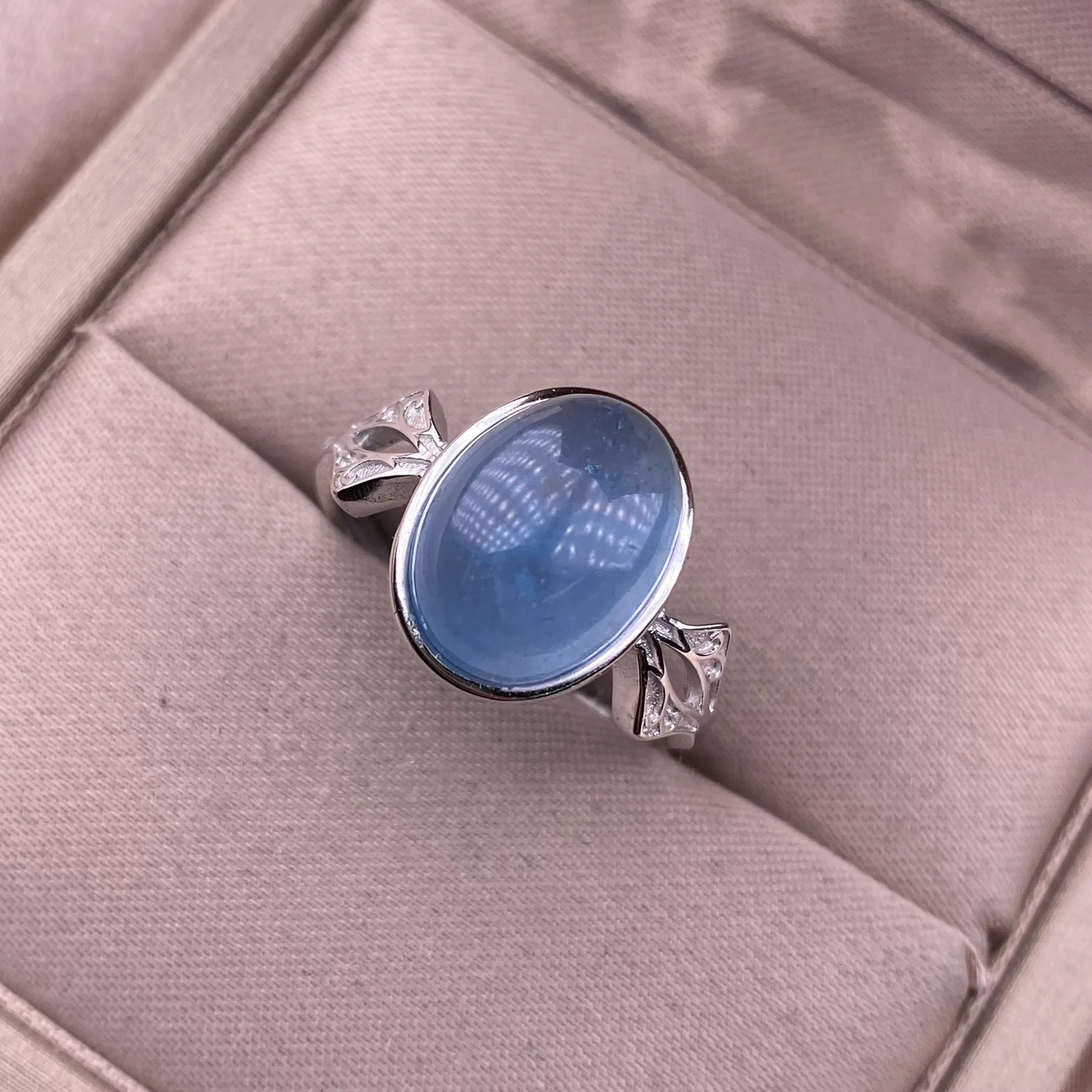 Natural Sea Blue Treasure Womens Ring Jewelry S925 Pure Silver Simple Fashion Colorful Crystal Jewelry Daily Edition 250102