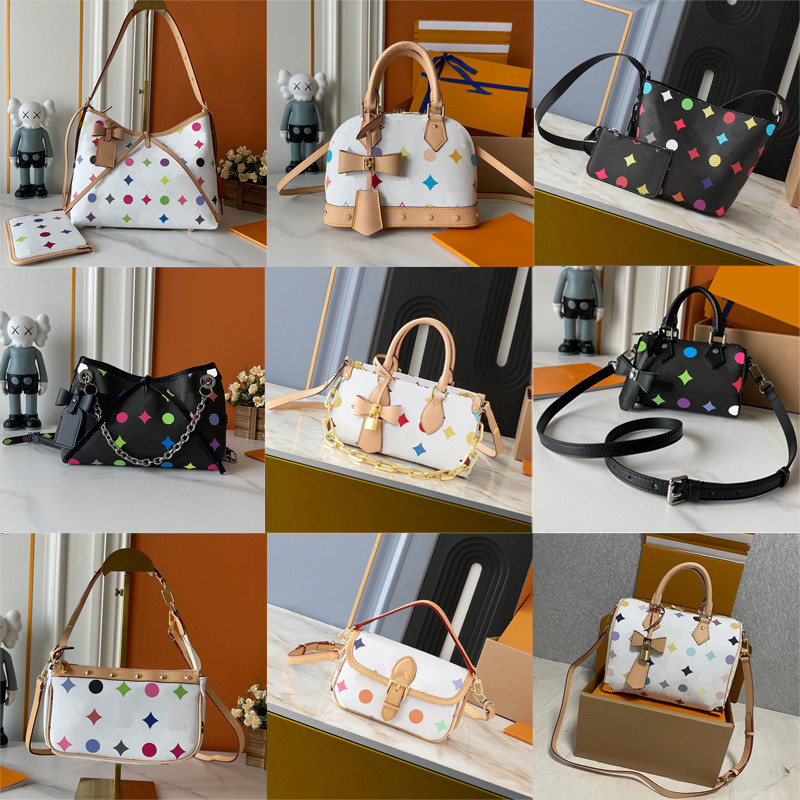 new women shoulder bag leather takashi murakami handbag luxury designer baguette canvas tote colorful waist bag composite lady beach clutch crossbody 2025 wallets