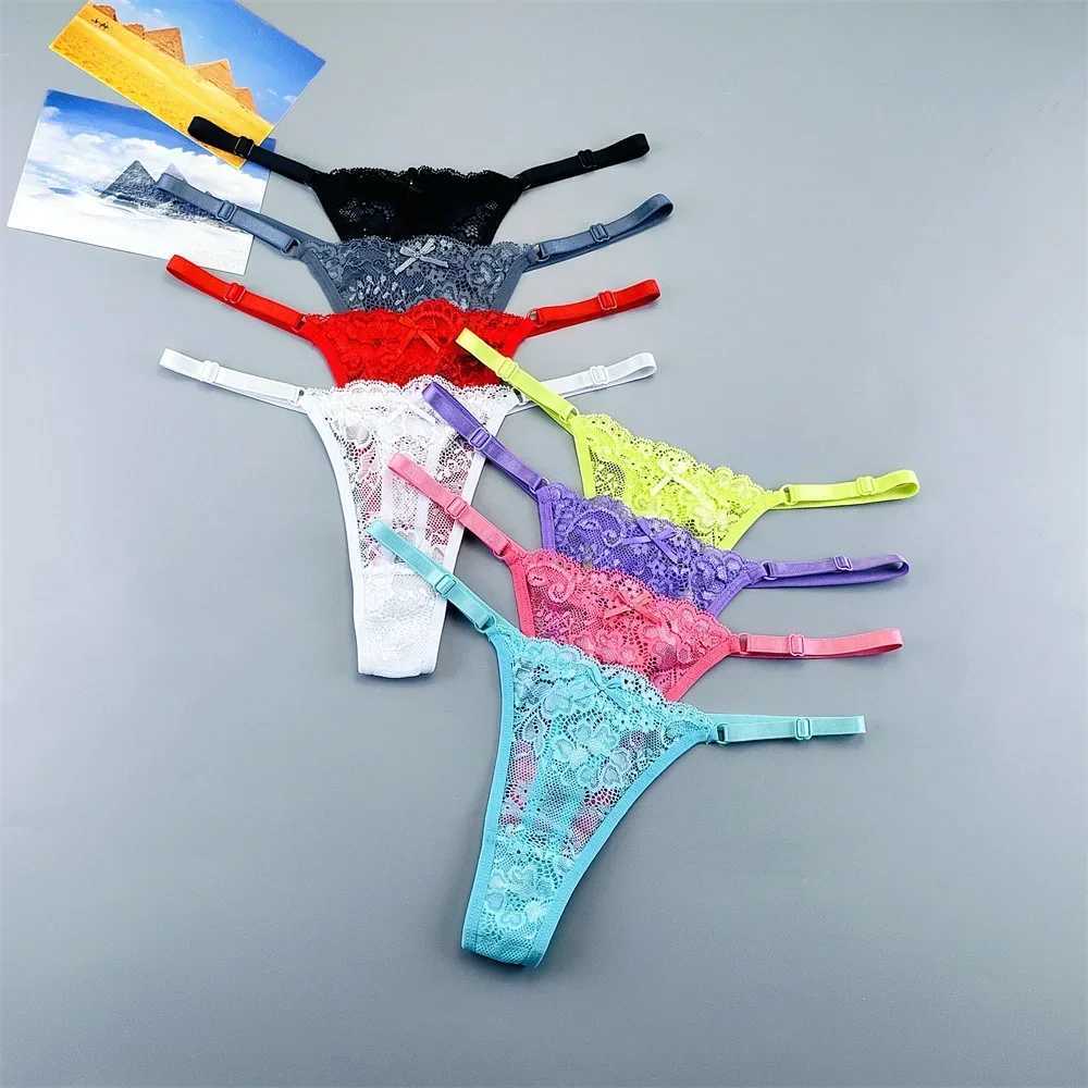 3PCS Adjustable Sexy Transparent Thong Panties Women Lace Underwear Low Waist Female T-back String UnderpantsXJ250103