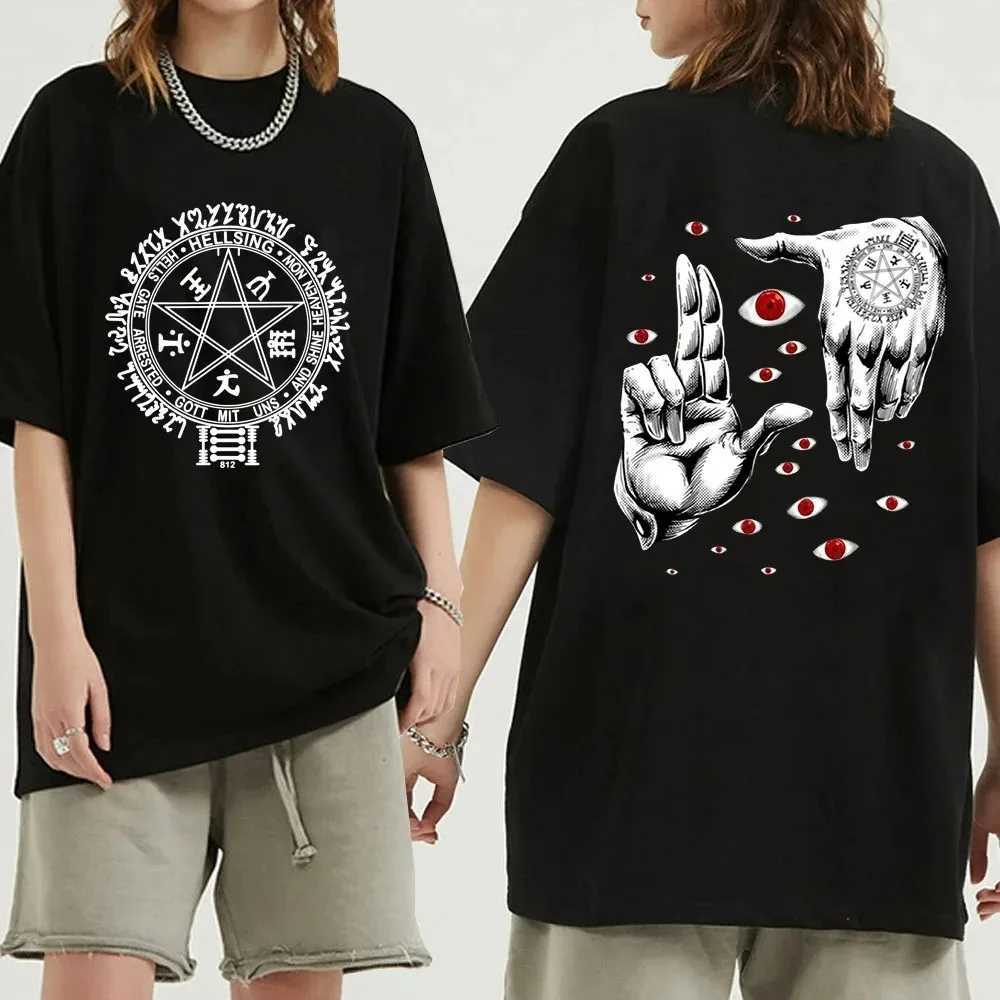 Anime Hellsing Ultimate T-shirts Mens Clothing Graphic Manga Alucard Eyes Harajuku Cotton Tees Unisex Summer Top Male StreetwearXJ240102