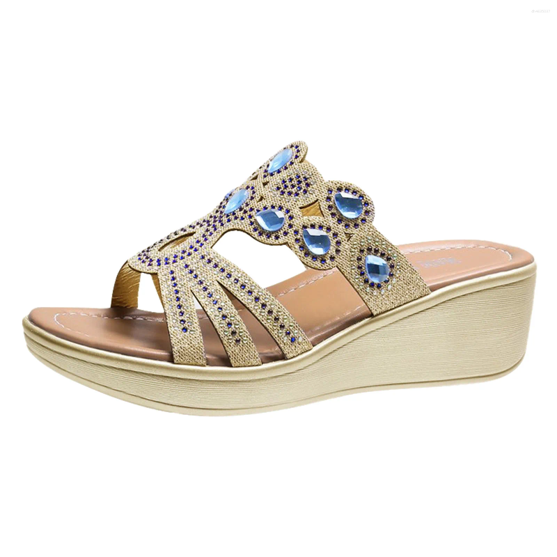 Sandals Summer Crystal Shoes Peep Toe Flat Designer Women 2025 Ladies Boho Slides Slippers atos Mujer zhanyishengli
