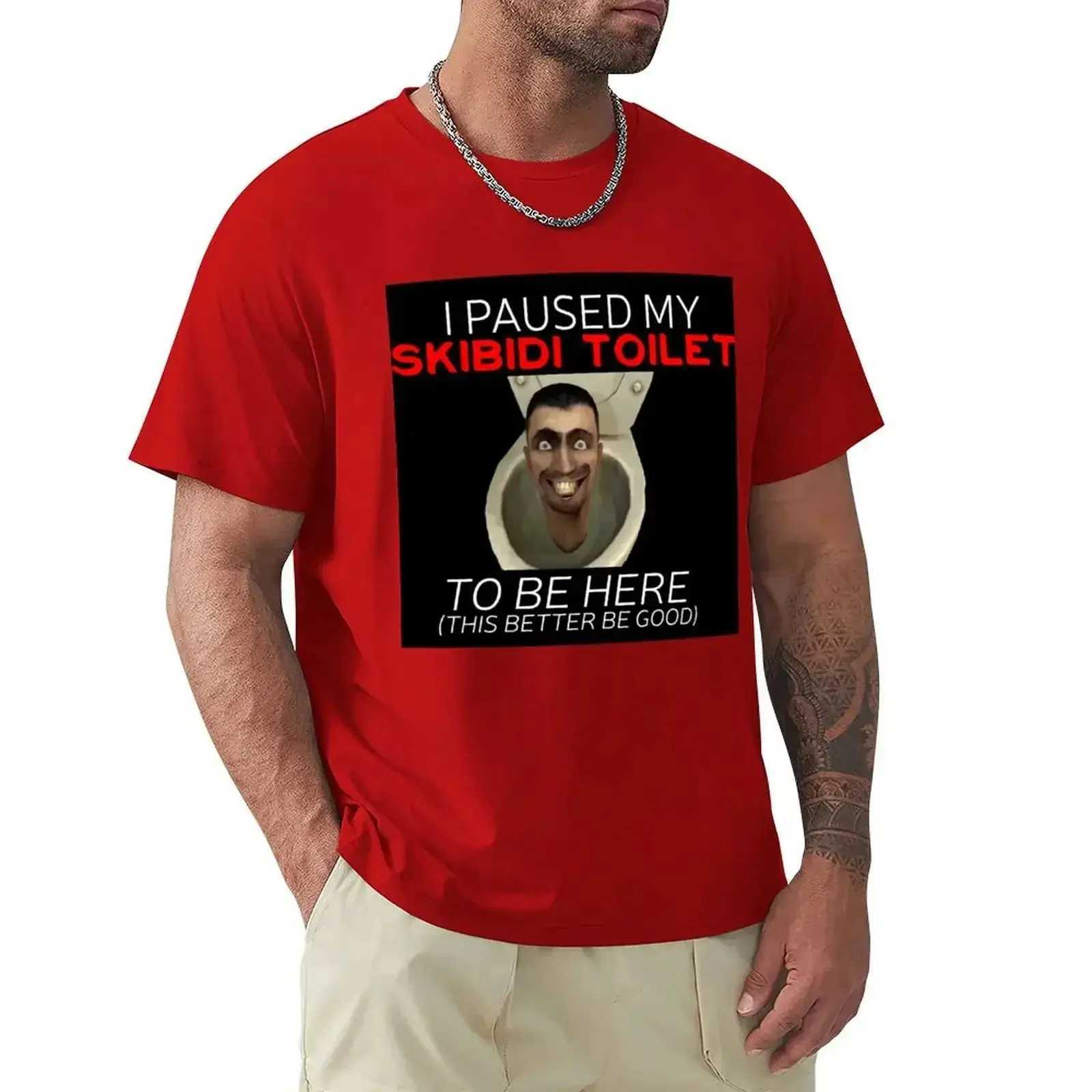 Short Sleeve I Paused My Skibidi Toilet To Be Here Meme T-Shirt Boys Whites Summer Clothes Anime Graphic Clothes Mens ClothingXJ240102