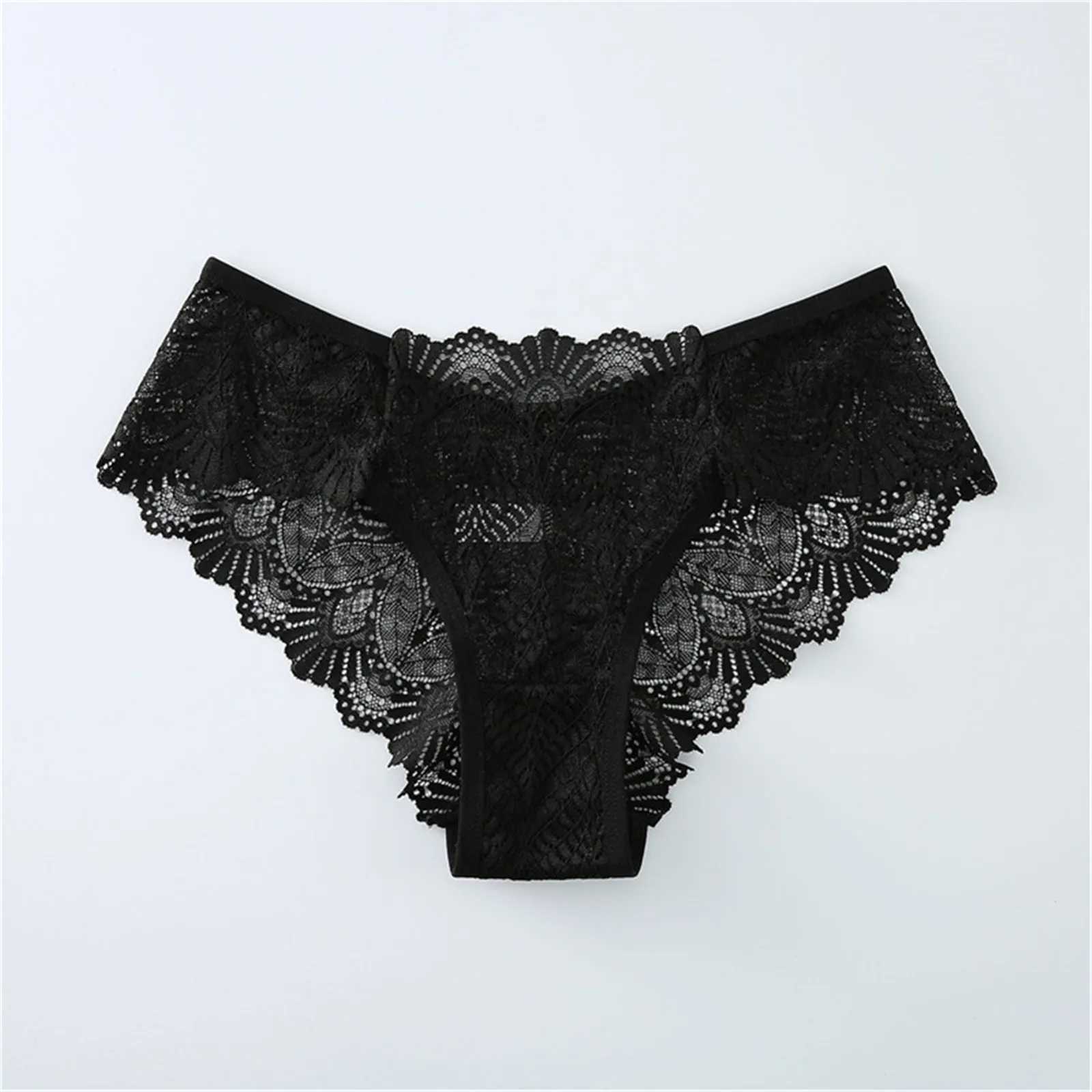 Lace decoration low waist underwear sexy perspective plus size underwear womens home underwear comfortable 4-color underwear W250103