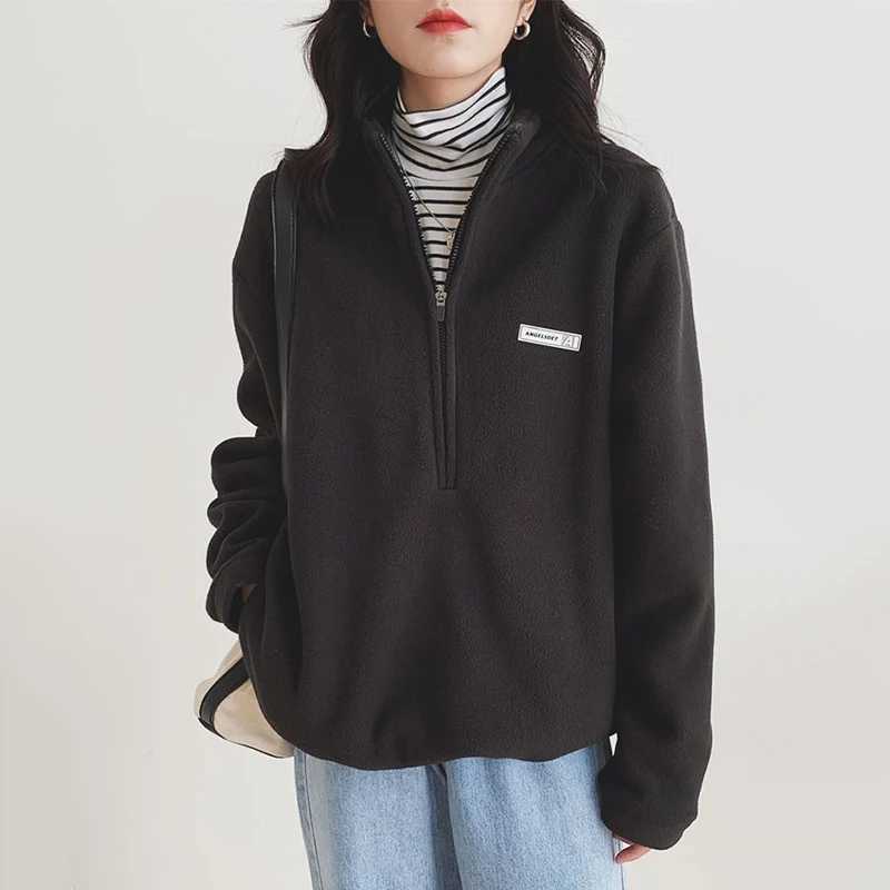Gidyq womens polar wool sportswear casual Korean streetwear womens loose jacket autumn Harajuku fully matched zipper new style M250103