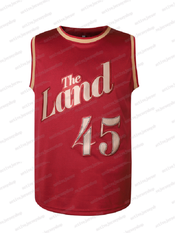 Men 45Mitchell Embroidered Basketball Jersey Breathable Stretchy Sleeveless Sports Uniform for Training Competition Parties Free shiping