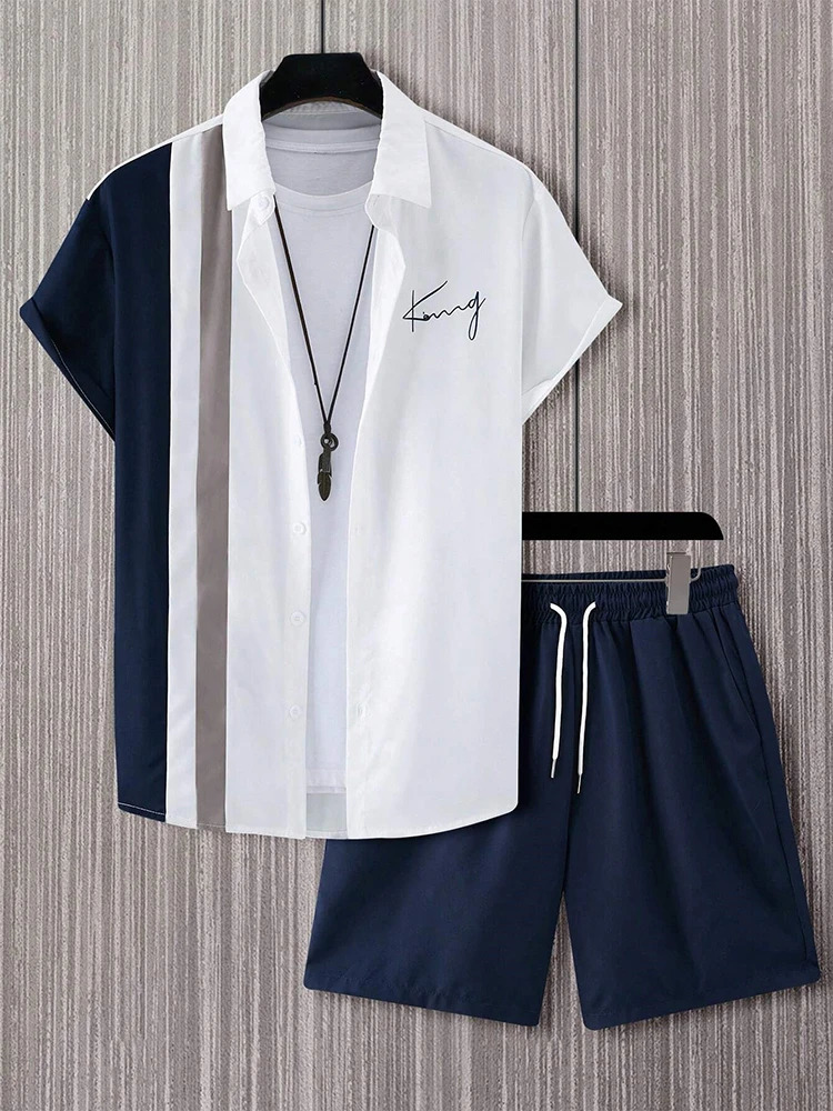 Summer Mens Short-sleeved Shirt And Beach Shorts Set Everyday City Street Mens Casual Shirt Outdoor Sports Mens Shorts 250103