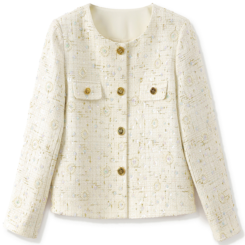 2024 New Autumn Winter French Style Jackets For Women Elegant Office Lady Short Coats Long Sleeve Woolen Tweed Jacket Coat Slim