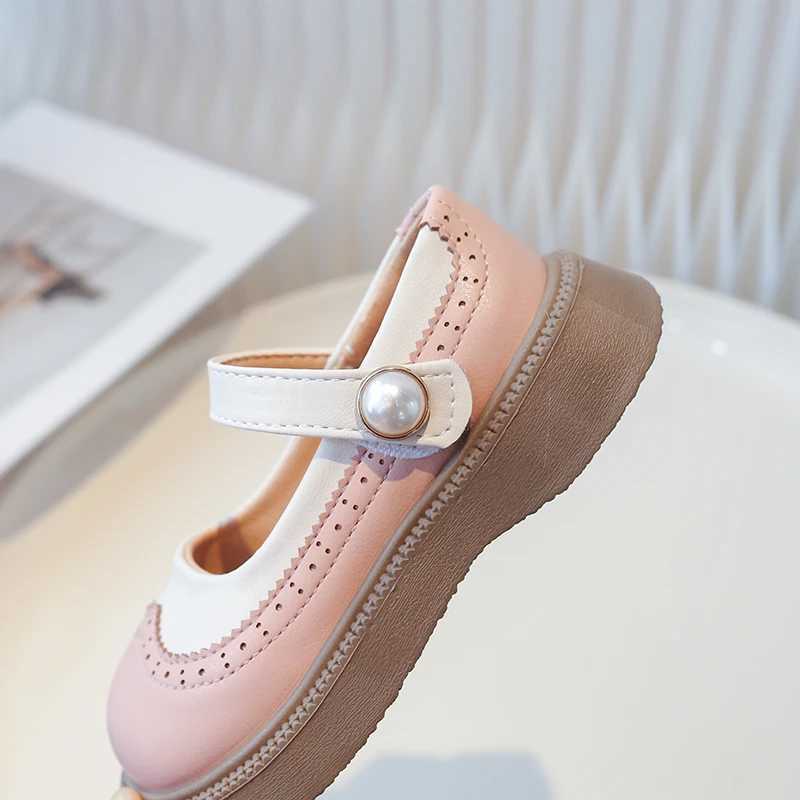 Girls Mary Janes Pink Black Matte Retro Elegant Short and Fat Childrens Leather Shoes Hook Loop Round Toe Spring Daily Childrens Shoes 26-36 M250103