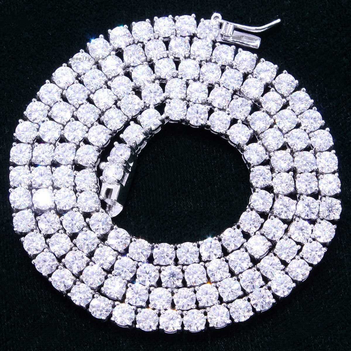 Iced Out 3mm Hiphop Tennis Chain 925 Sterling Silver 14k Gold Plated VVS Moissanite Tennis Chain