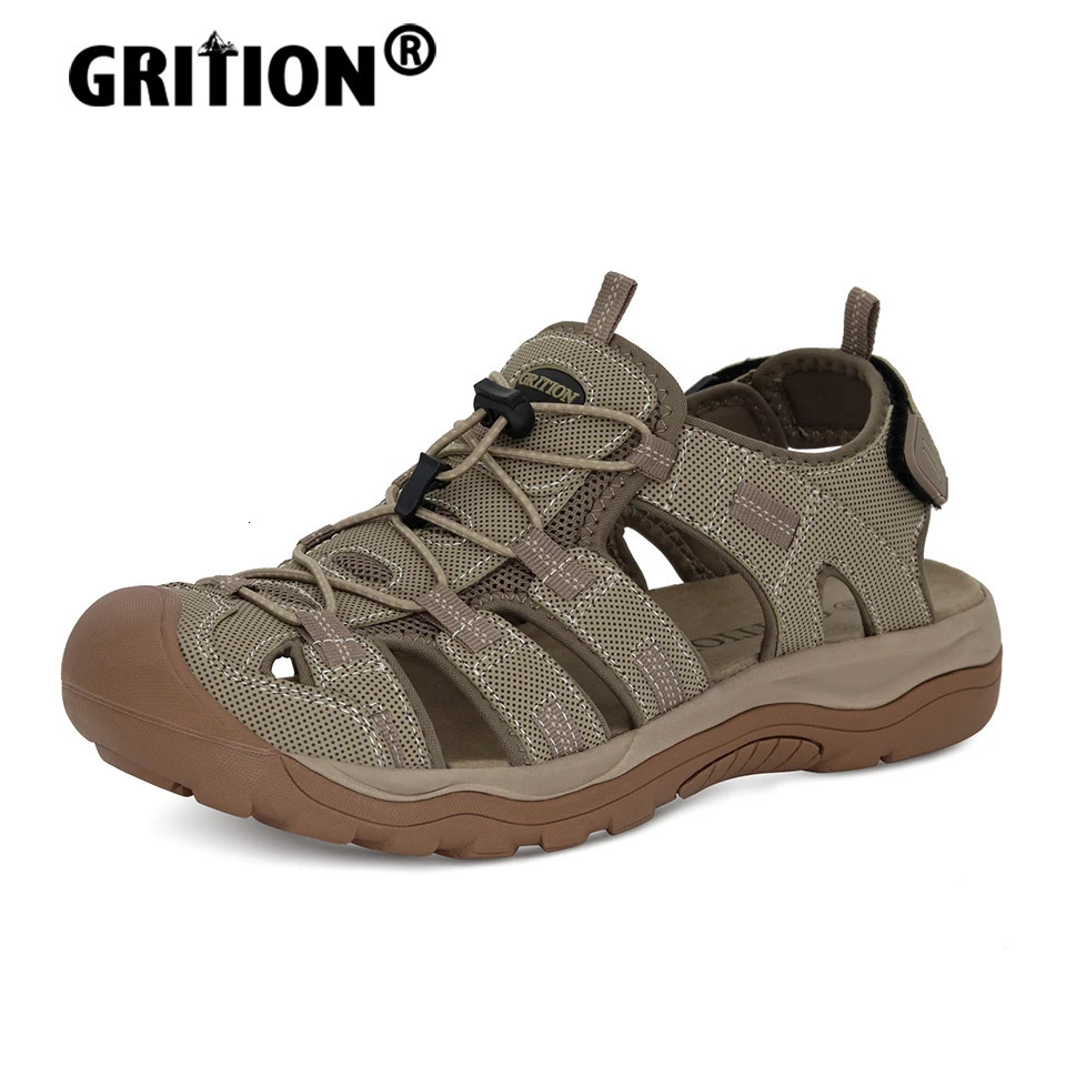 GRITION Men Sandals Outdoor Trekking Hiking Shoes Closed Toe Slippers Comfortable Beach Fisherman Summer Athletic 40-46 Sports 250102