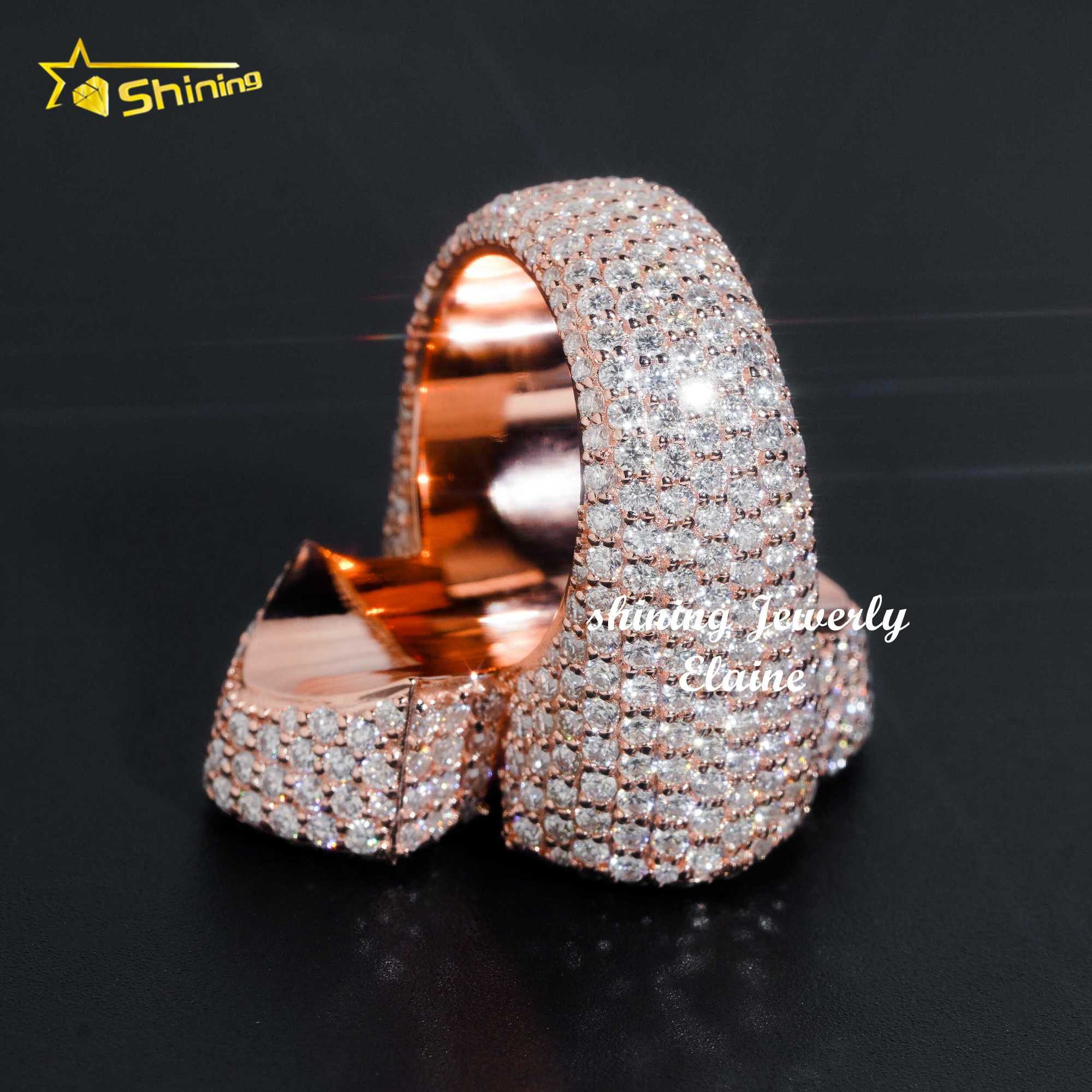 Pass diamond tester iced out vvs moissanite luxury 925 sterling silver hip hop jewelry diamond men ring