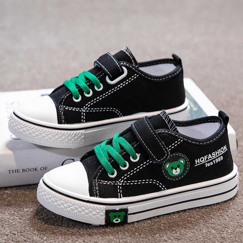 Childrens canvas shoes boys sports shoes bear print casual school shoes 4-8 year lightweight flat boys tennis shoes M250103