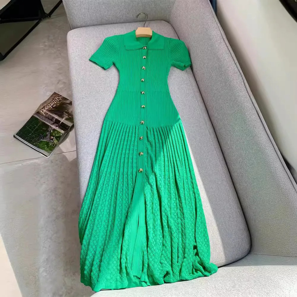 YuooMuoo Summer Maxi Dress Women Knit Black Green Long Bodycon Korean Fashion Ruffle Ladies Dresses Elegant Office Women Dress 250102