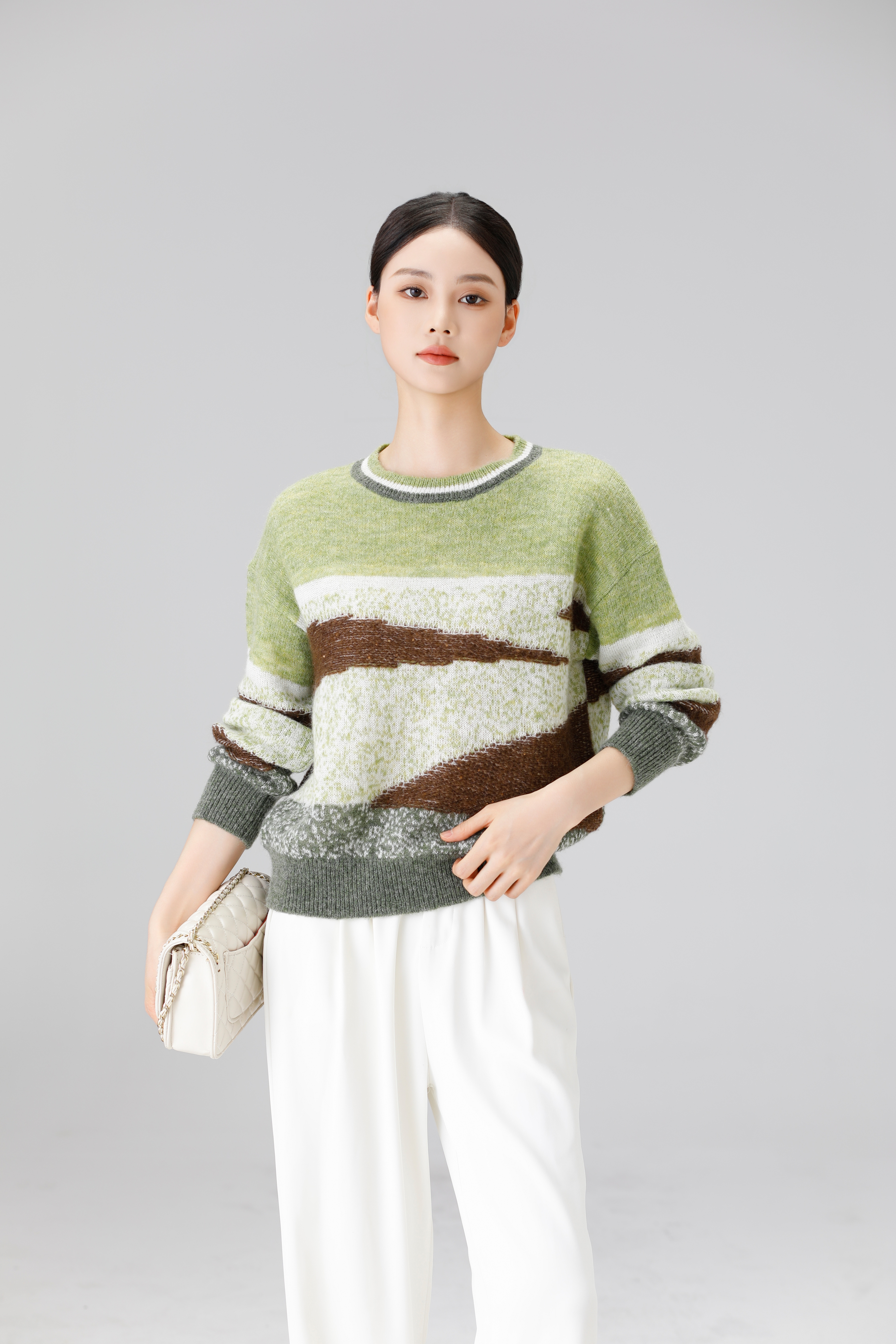 Women's Knitted Pullover - Cozy Cotton Sweater for Everyday Wear