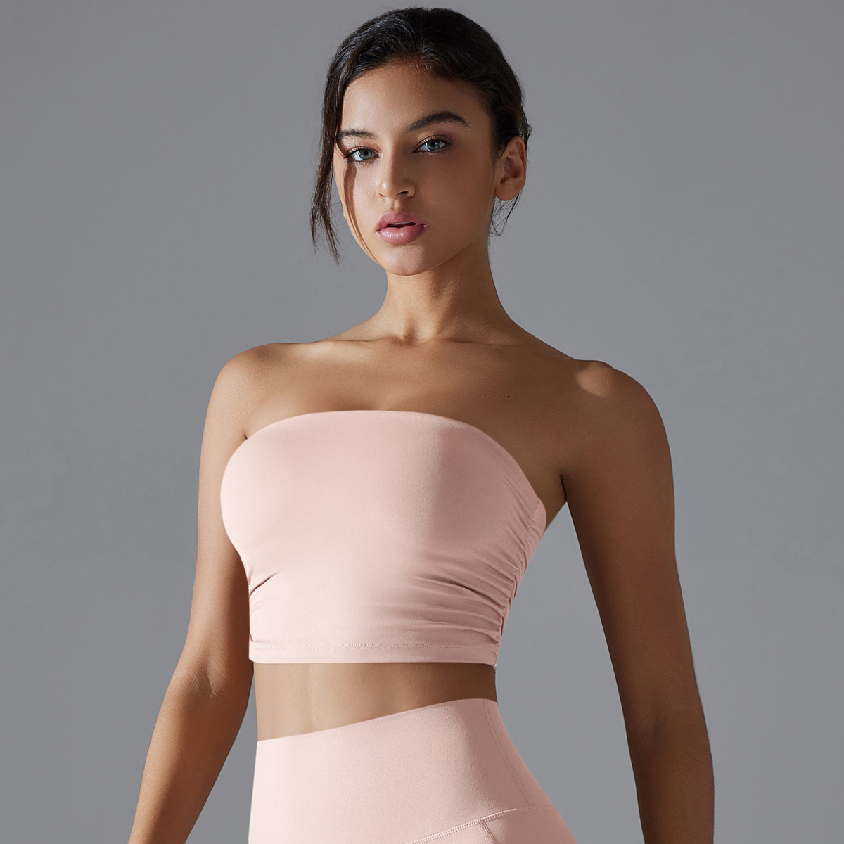 Gym Seamless High Impact Women Fiess Crop Top Shockproof Sports Bras Solid Color Nylon Yoga Bra