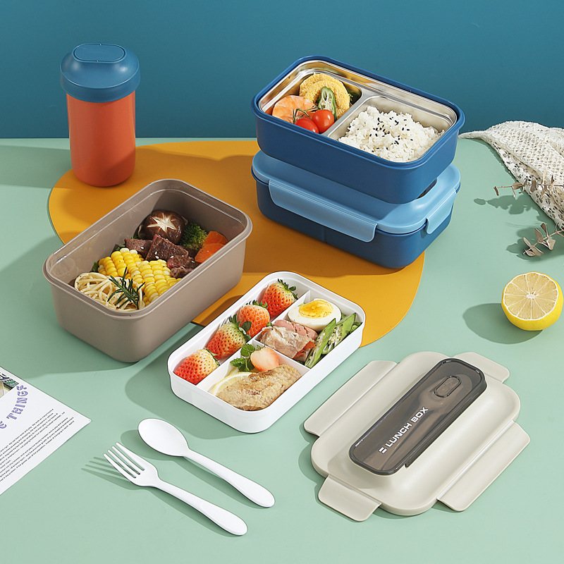 Durable Double-Deck Food Storage Box with BPA-Free Plastic Compartments Perfect for Light Meal Packing