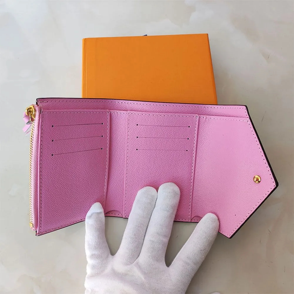 misolo77 Designer Women Holders for women Coin Purse Small Wallet victorine Woman Card Holder Luxury Brown Flower Short Mini Wallets With Box